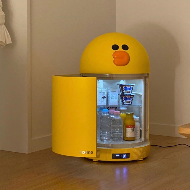 Tủ lạnh mini đựng mỹ phẩm Ccomo x Line Friends - Tủ lạnh mini kiêm loa bluetooth  - màu vàng