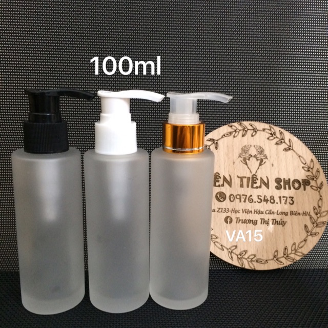 Chai thuỷ tinh mờ vai vuông 100ml vòi ấn