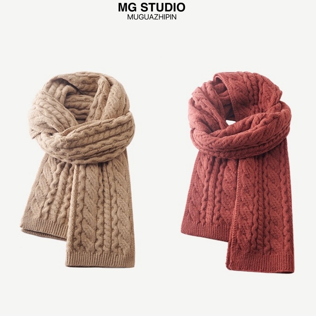 Khăn Quàng Cổ MG STUDIO Dệt Kim Mũi Xoắn