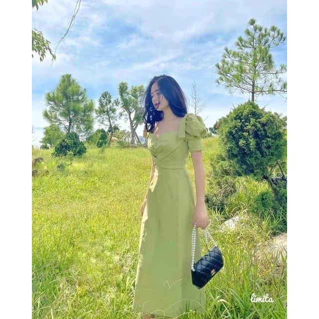🌺 VÁY XANH DÂY ĐAN CHÉO NƠ VAI🌺