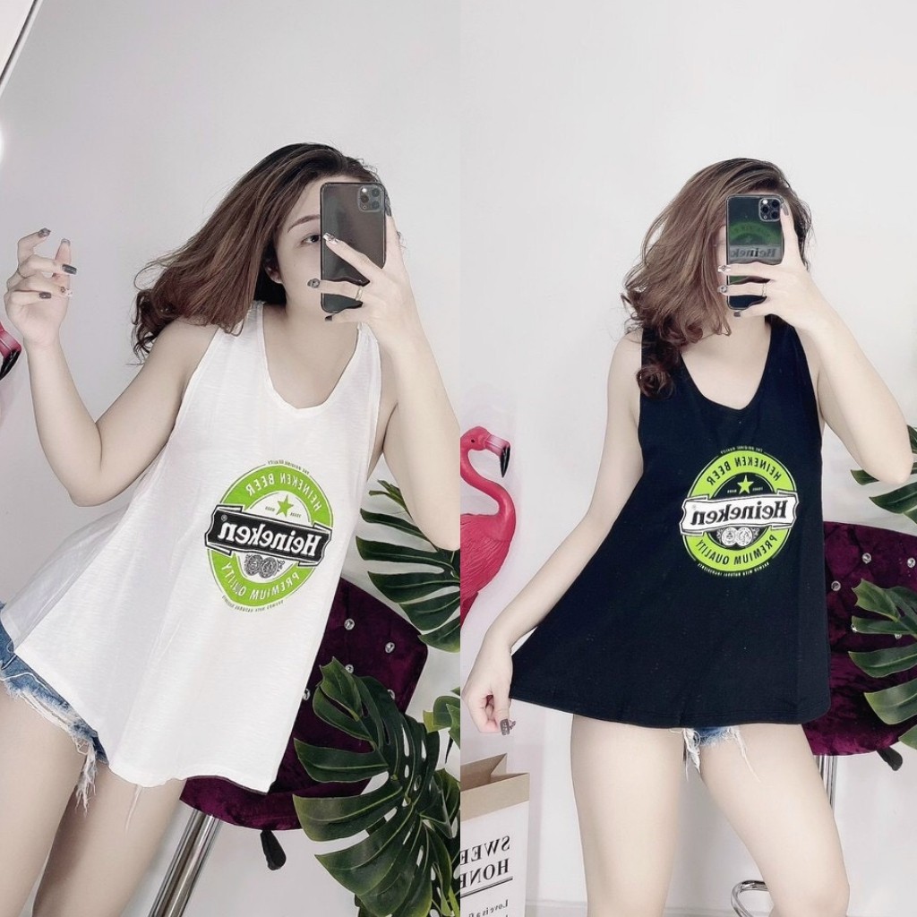 Áo ba lỗ nữ form rộng Thun Giấy 2 màu Trắng Đen thoáng mát Super Bull - Ành thật 100% | BigBuy360 - bigbuy360.vn