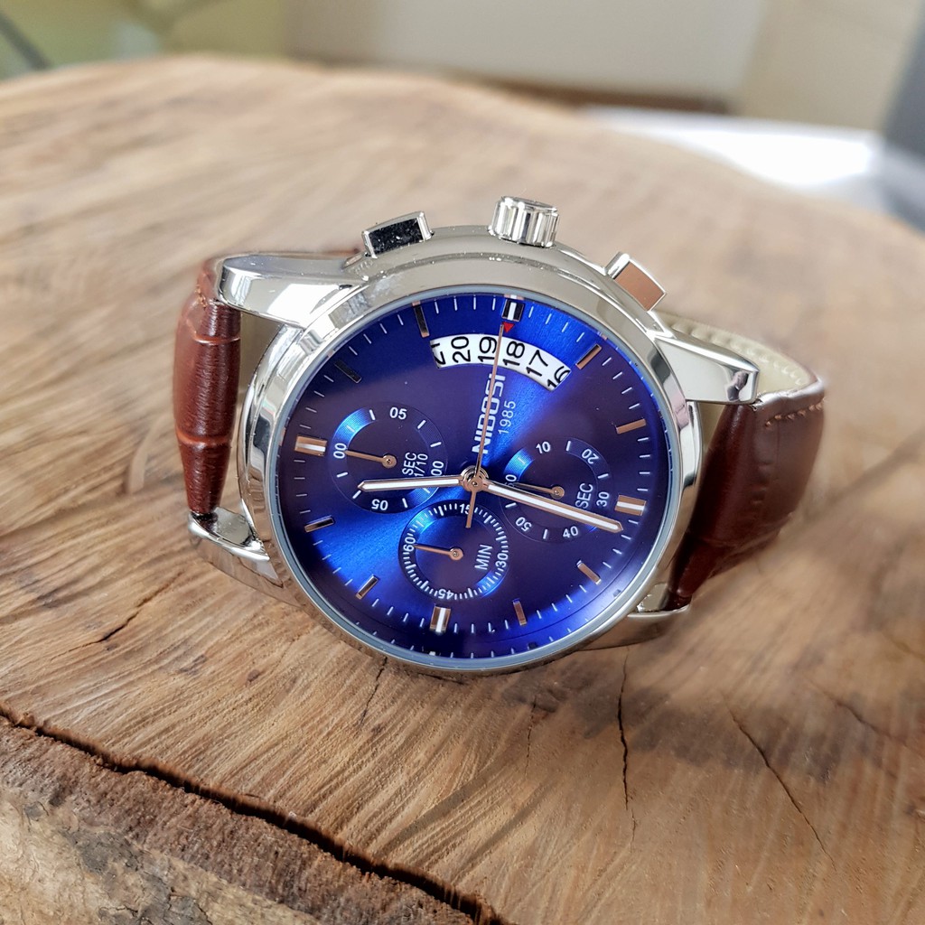 [Tặng vòng tay]Đồng hồ nam NIBOSI chính hãng NI2353.22 dây da cao cấp