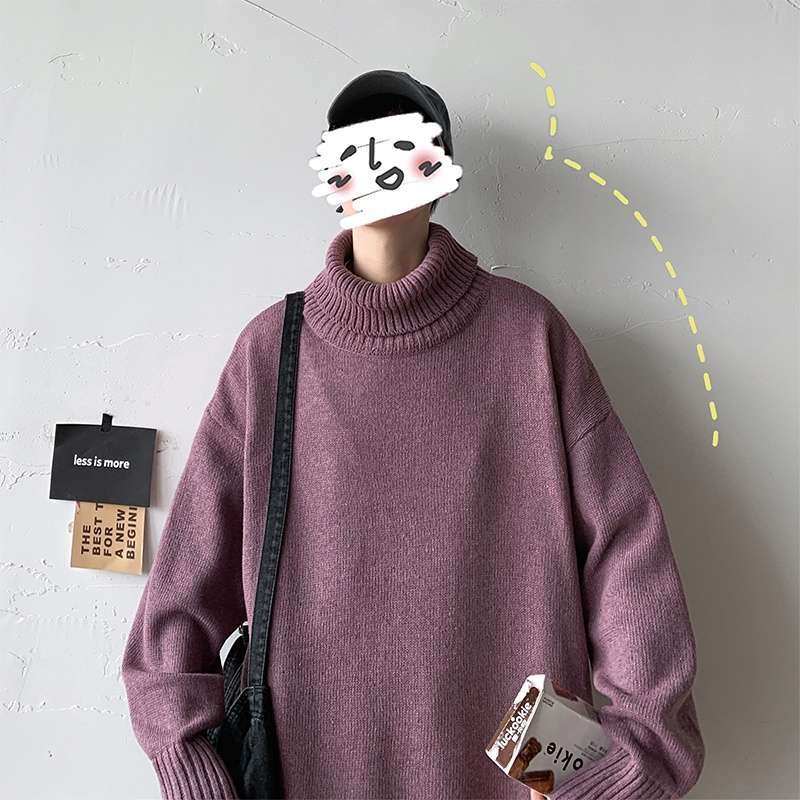 Áo len cổ lọ IFNICEFUTURE dáng rộng màu trơn phổ biến thời trang cho nam