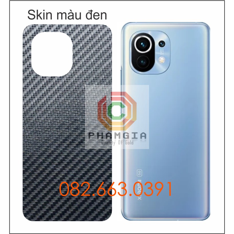 Miếng dán mặt lưng skin carbon Xiaomi Mi 11