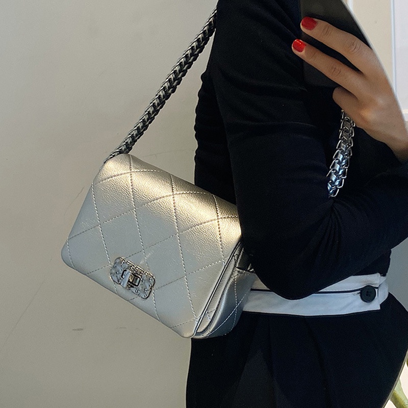 Túi đeo vai IELGY hình vuông cỡ nhỏ in họa tiết hình thoi thời trang cho nữ