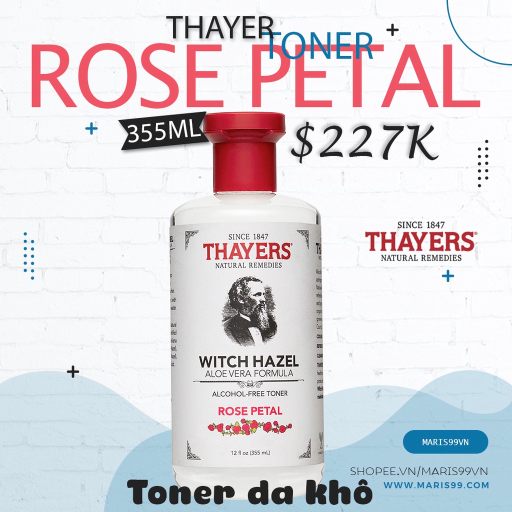 Thayers Toner; Thayers Alcohol Free toner - Nước hoa hồng Không Cồn Thayers 355ml [ Chính hãng ]