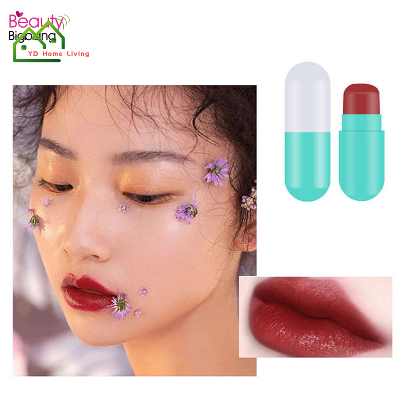 Son môi lì không khô chống thấm nước không dính cốc thiết kế vỏ hình viên thuốc xinh xắn