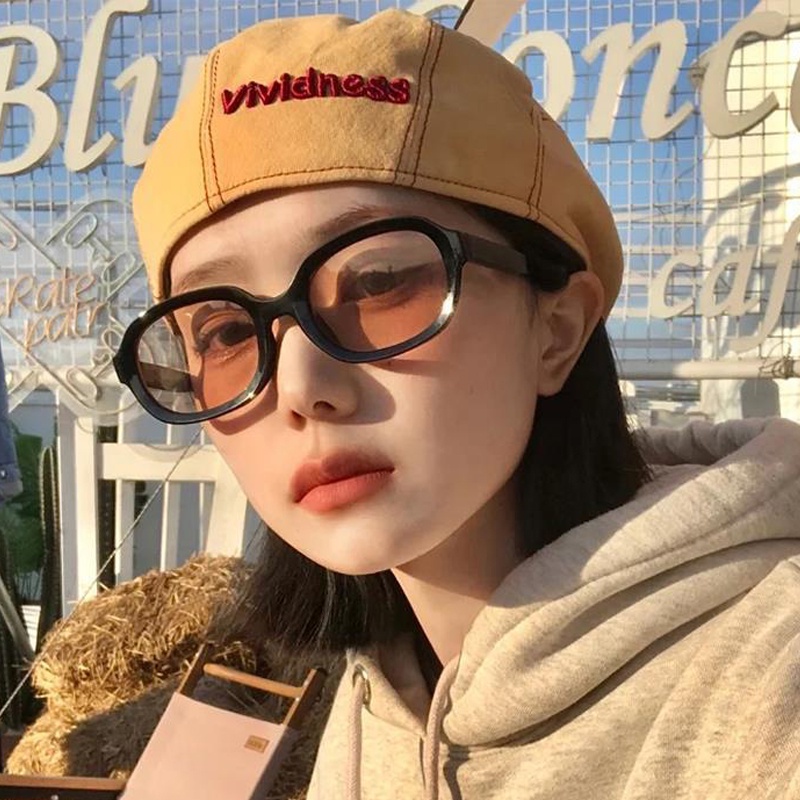 Kính Mát Hình Oval Màu Sắc Ngọt Ngào Chống Tia UV Phong Cách Cổ Điển Thời Trang Cho Nữ