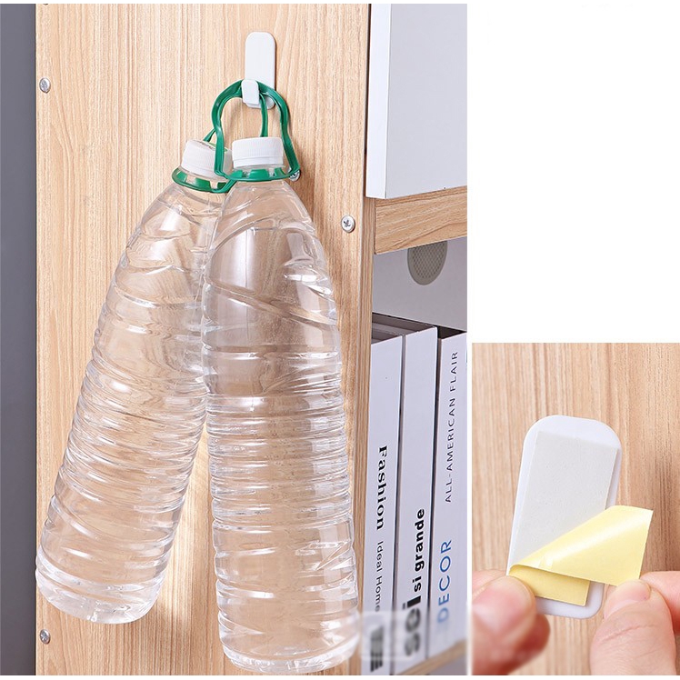 Set 4 móc treo điều khiển từ xa TV/điện thoại bằng nhựa dán tường màu trắng