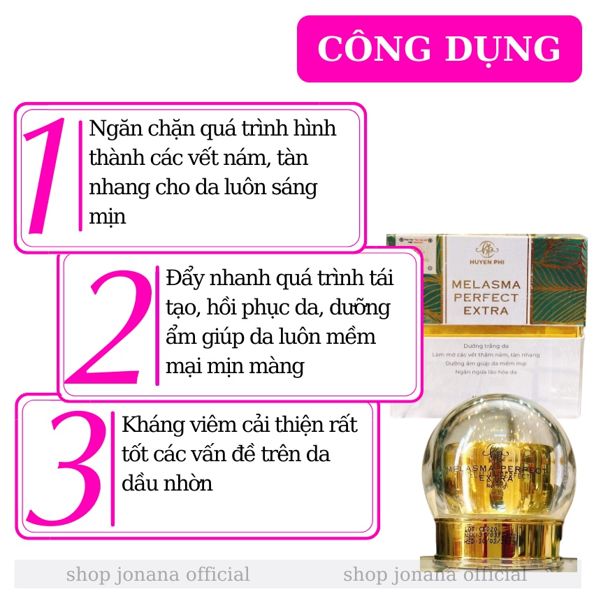 Kem Nám Huyền Phi - Sạch Nám Tàn Nhang Dưỡng Da Trắng Sáng Đều Màu - Không Bào Mòn Da