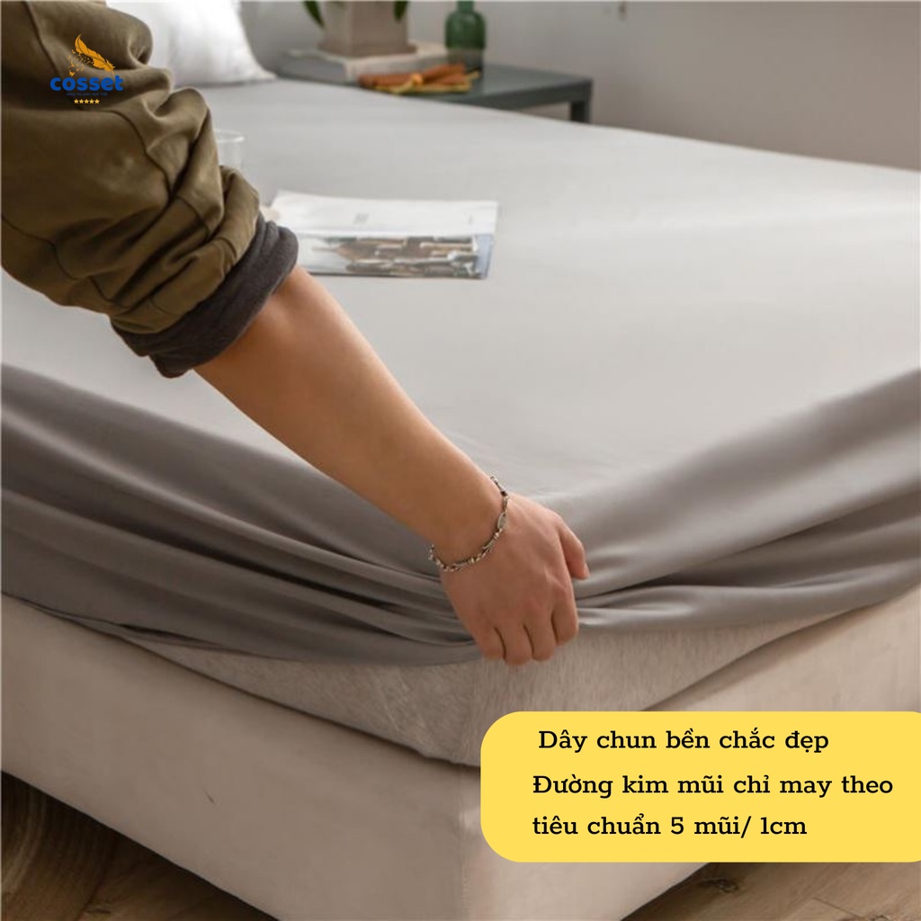 Ga trải giường cotton cao cấp trơn đủ màu bộ drap giường trải ra bọc đệm mát lạnh Cosset SP2