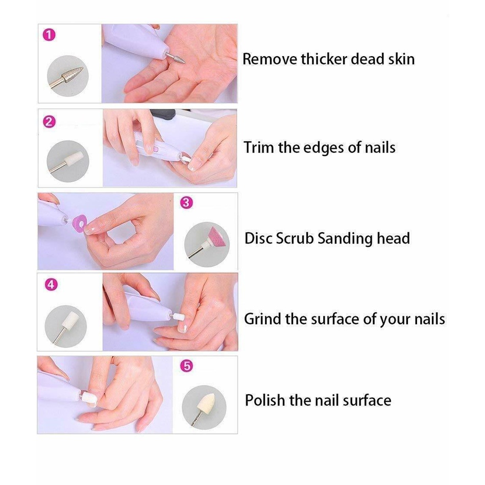 Set Máy Dũa Móng Tay Điện MTSSII Có 5 Đầu Thay Thế Di Động Đa Năng Cho Làm Móng Nghệ Thuật