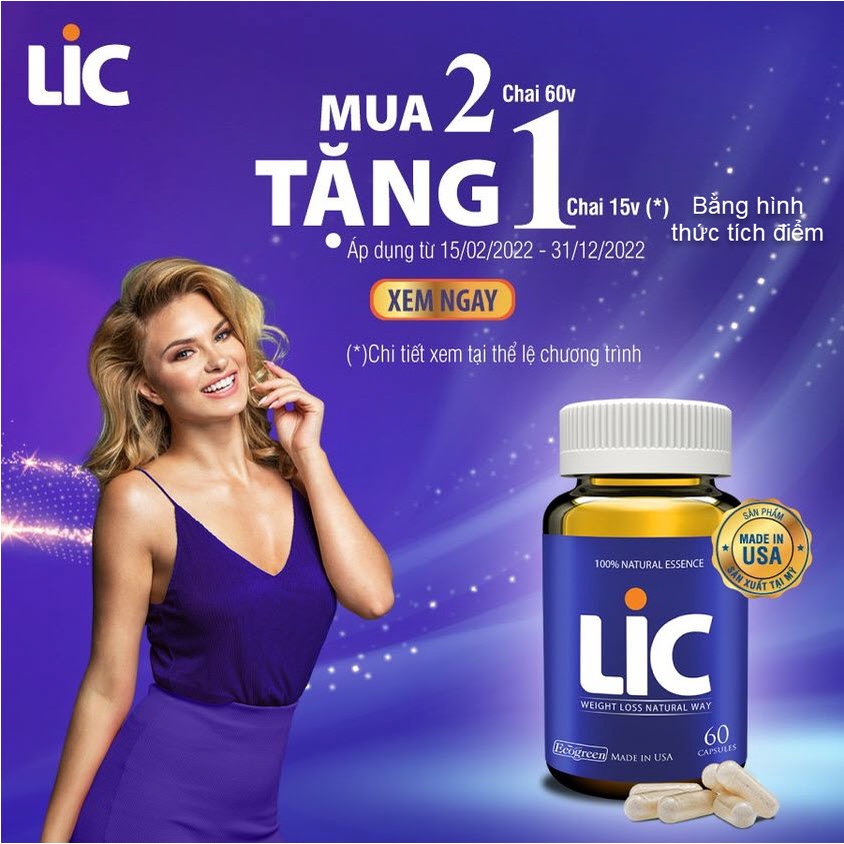 (CHÍNH HÃNG) LIC hộp 60 VIên - Viên Uống Giảm Cân Tan Mỡ Của Mỹ