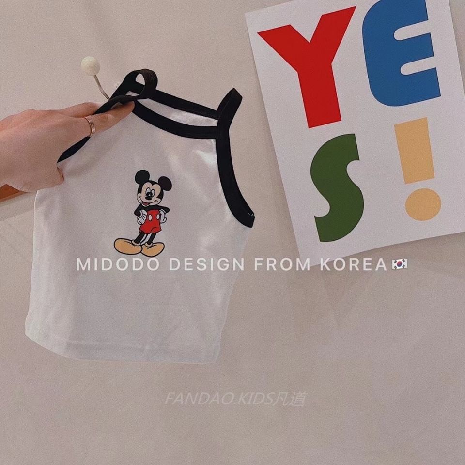 Áo Thun Không Tay Họa Tiết Hoạt Hình Phong Cách Hàn Quốc Cho Bé Gái