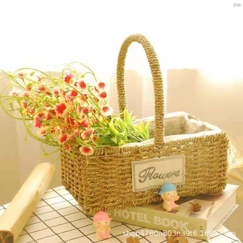 ☆Hàng Có Sẵn Giao Hàng Nhanh Giỏ Hoa Bằng Mây Đan Tay Thủ Công Màu Xanh Dương Arrang