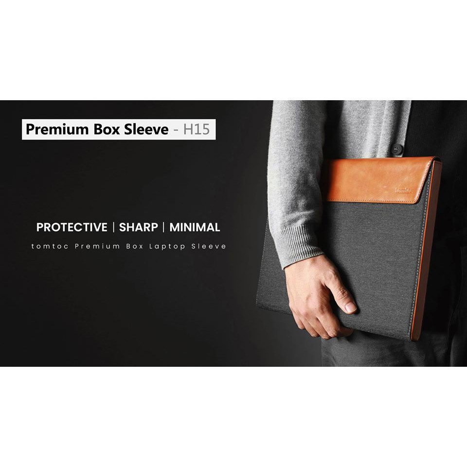 [GIAO NGAY] Túi Chống Sốc For Macbook Pro 13"/ 15"/ 16" TOMTOC (USA) Premium Leather H15 (Gray) | BigBuy360 - bigbuy360.vn