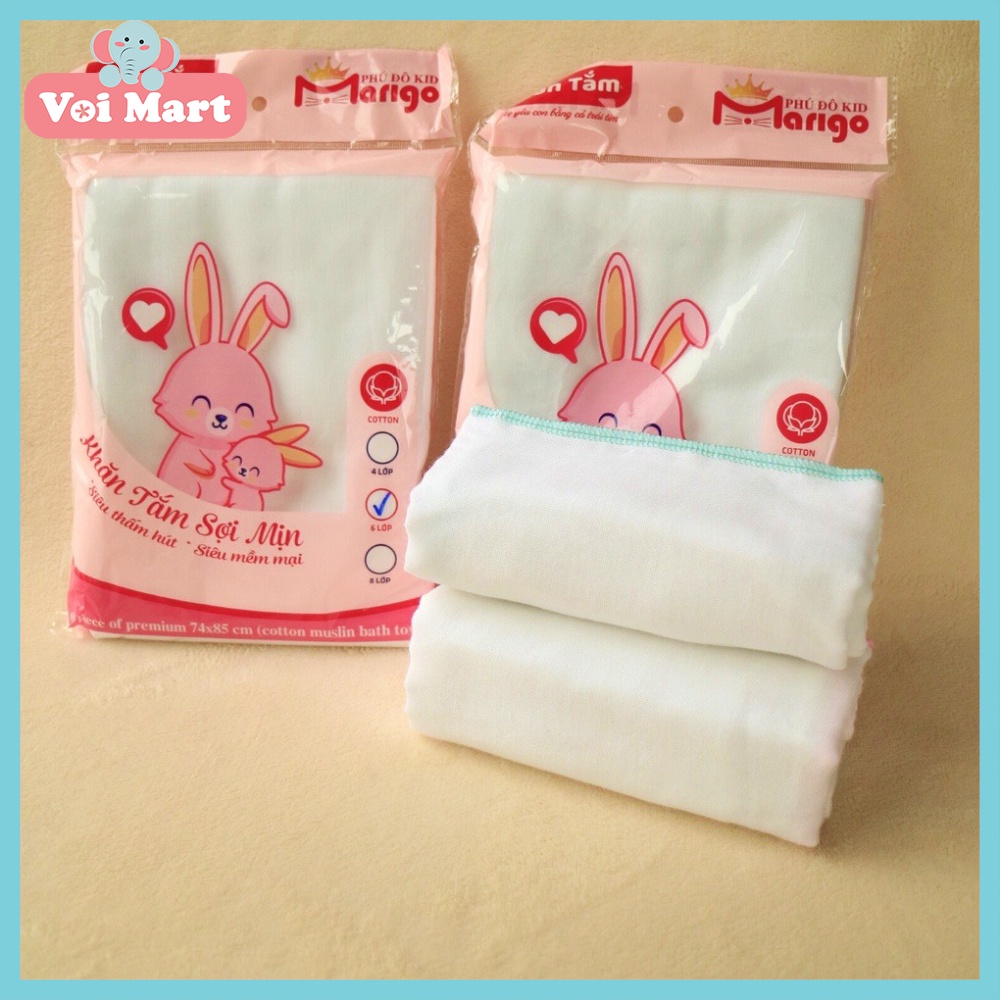 Khăn Tắm Xô Sợi Mịn Marigo Vải Cotton 4 Lớp, Khăn Tắm Xuất Nhật Siêu Mềm Thấm Hút Tốt An Toàn Cho Bé Sơ Sinh