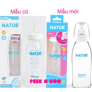 Bình sữa bằng nhựa PP Natur UHappy/ Smooth 60ml/120ml/240ml cổ hẹp