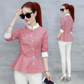 ÁO KIỂU SỌC  PEPLUM Kèm hình thật