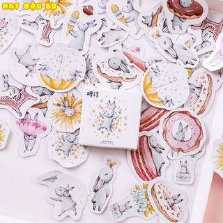Hộp 45 sticker chủ đề thỏ ngớ ngẩn - Hạt đậu bự
