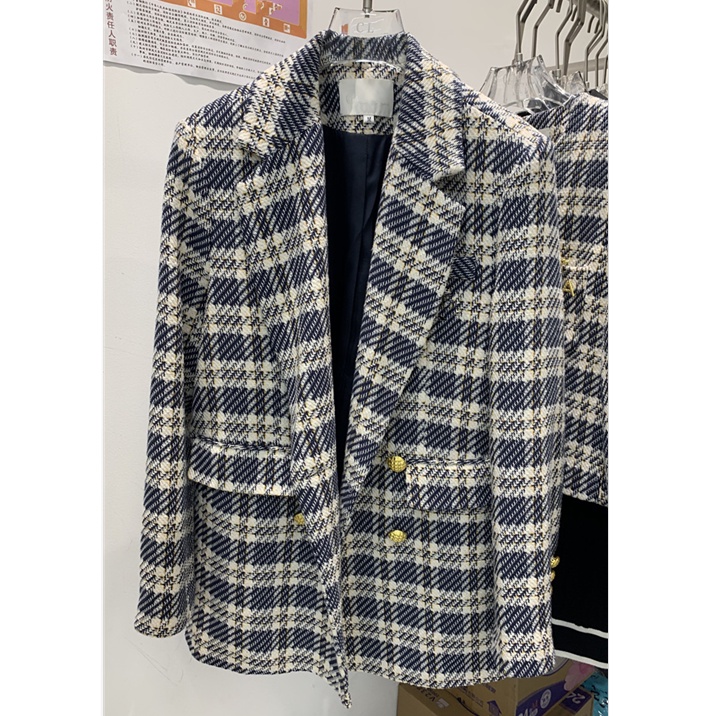 Áo blazer cotton tuýt có mùi thơm nhẹ dày tay dài hàng nút cài trước ngực phong cách Hàn Quốc 2022 thời trang thu đông