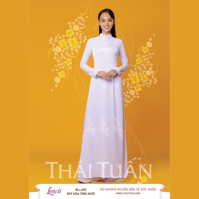 Áo dài trắng lụa lencii Thái Tuấn học sinh đi học may sẵn truyền thống