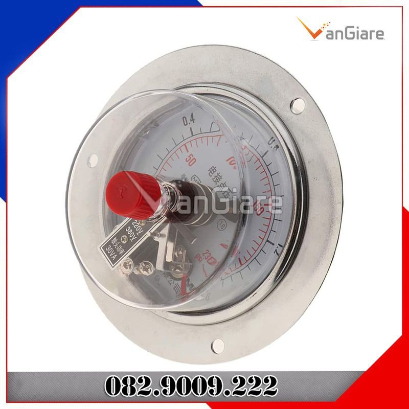 Đồng hồ đo áp suất 3 kim tiếp điểm điện chân ngang, mặt 100