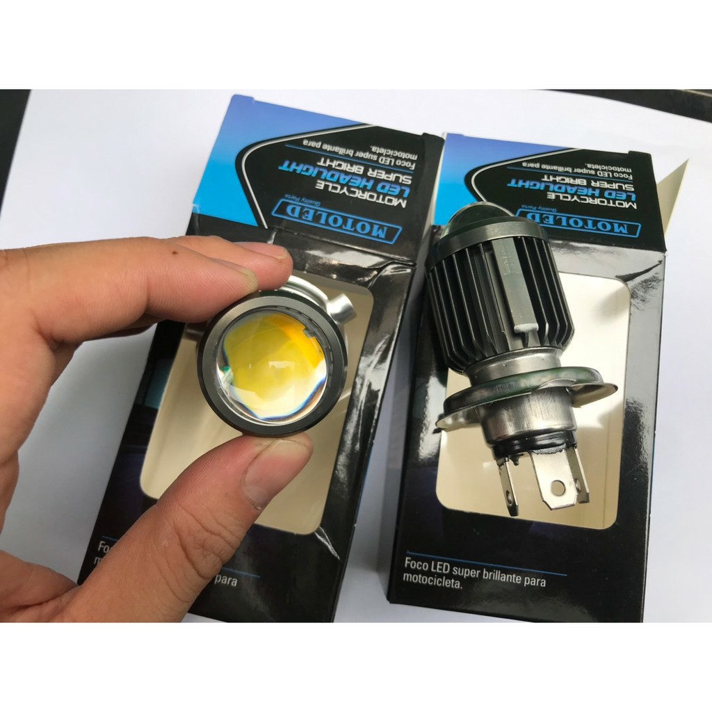 ĐÈN PHA LED BI CẦU COS VÀNG PHA TRẮNG CHÂN H4