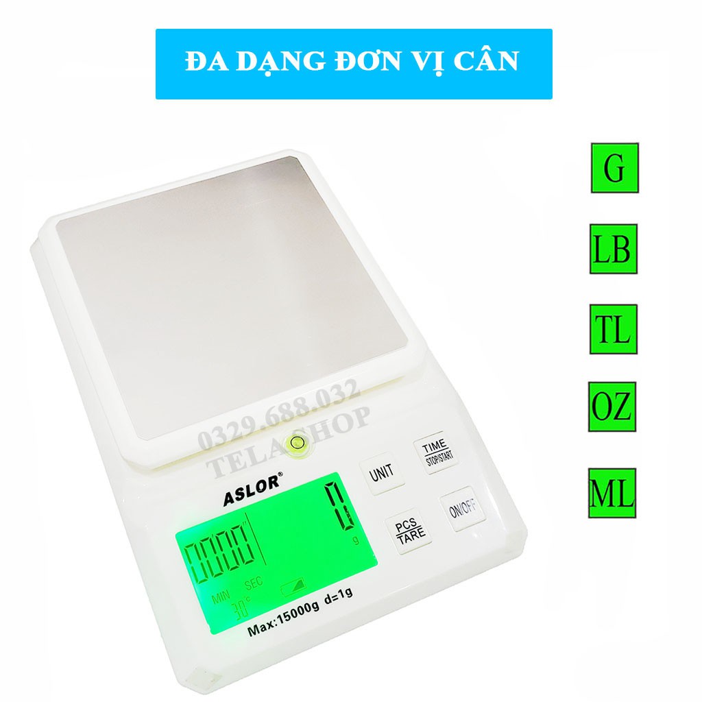 [BH 1 ĐỔI 1] Cân Điện Tử Nhà Bếp 6kg & 15kg Aslor Sử Dụng Sạc Dùng 3 Tháng Tela Shop