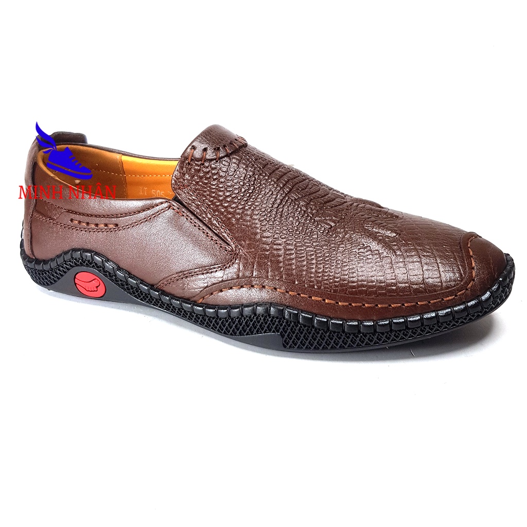 Giày lười giày nam da PU cao cấp Slip on đế bệt in vân cá sấu đẹp xỏ không dây thuận tiện giá rẻ S-22