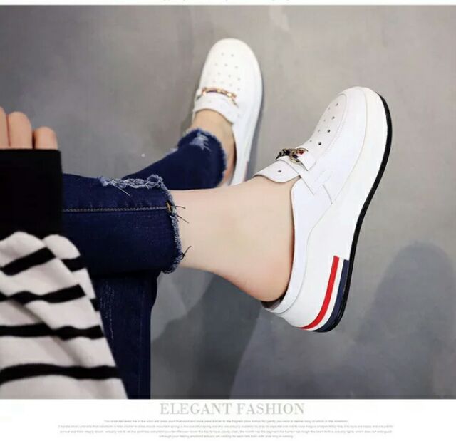 Giầy sục thể thao nữ đế 6cm đen trắng | BigBuy360 - bigbuy360.vn