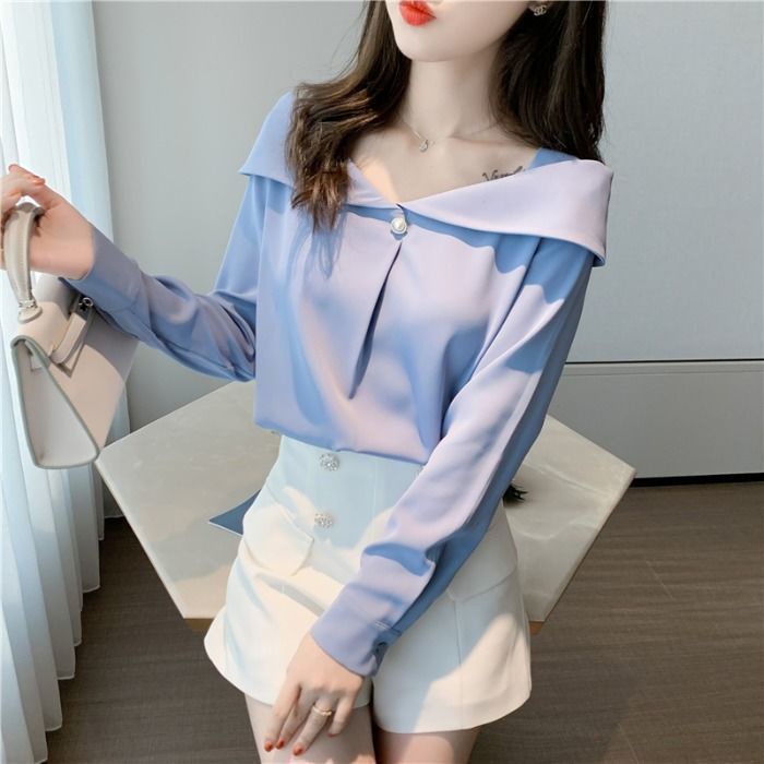 Áo Sơ Mi Chiffon Trắng Tay Dài Phong Cách Mới