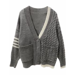 Áo khoác Cardigan dệt kim tay dài kẻ sọc thời trang cho nữ