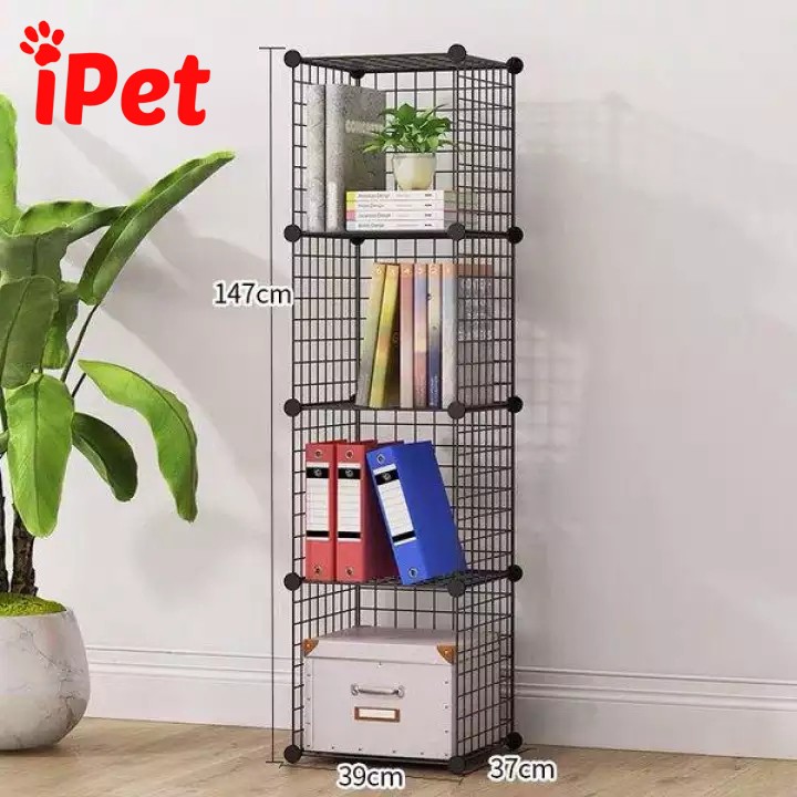 Kệ Tủ Lắp Ghép Lưới Sắt Đa Năng ( TẶNG KÈM CHỐT ) - Combo 4 Ô - iPet Shop