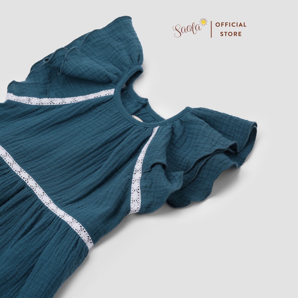 Đầm Bé Gái Tay Raglan SAOLA KIDS CLOTHING DRM006 Chất Liệu Muslin Cao Cấp Thoáng Mát