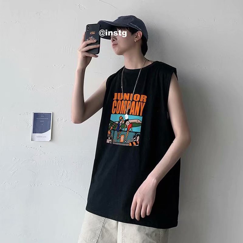 Áo thun nam cổ tròn không tay in hình thời trang kích thước M-3Xl