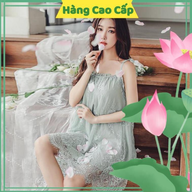 Đầm Ngủ Dễ Thương  Đầm Ngủ Hai Dây Suông Phối Ren Dễ Thương | BigBuy360 - bigbuy360.vn