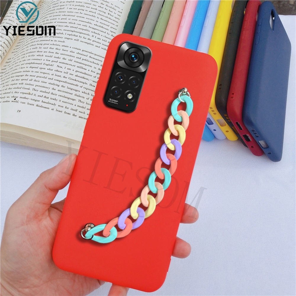 Ốp Điện Thoại TPU Mềm Màu Kẹo Có Dây Đeo Tay Cho Xiaomi Redmi Note 11 10 Pro 11S 10S 4G 2022