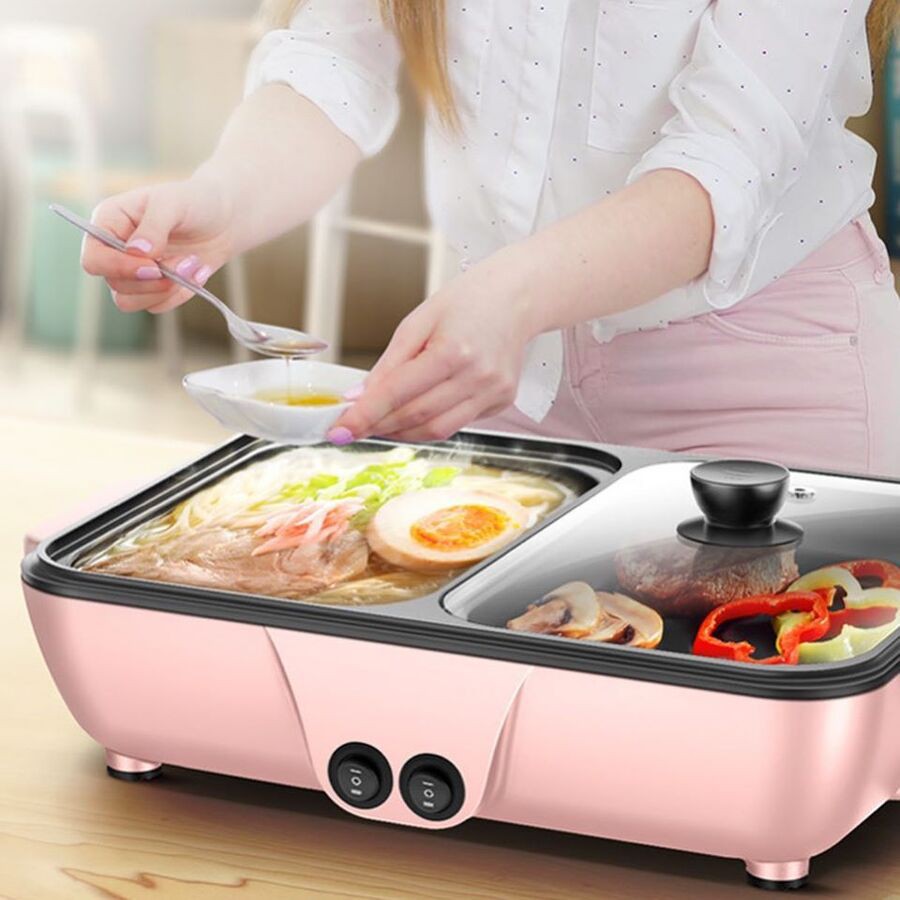 Bếp Lẩu Nướng Hàn Quốc, Nồi Lẩu Kiêm Nướng 🥘 2in1 Mini Hàn Quốc🥘 Bảo Hành 3 Tháng