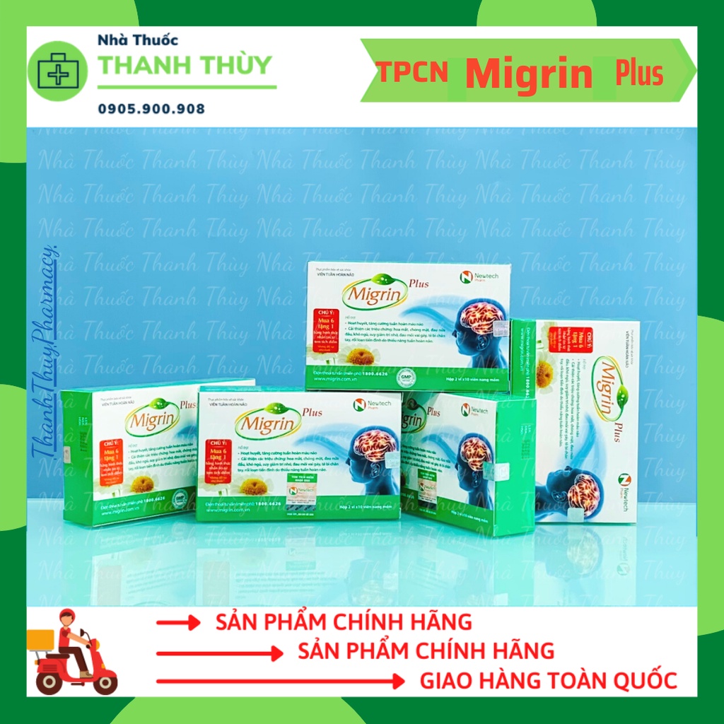 Migrin Plus Newtech Pharm  Viên Uống Tăng Cường Tuần Hoàn Não, Giảm Đau Nửa Đầu, Migraine, Thiếu Máu Não