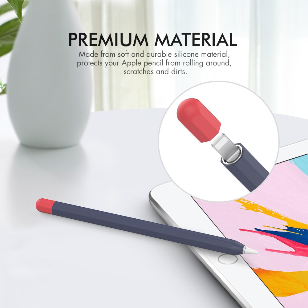 Ốp Case Apple Pencil 1 Silicone Cao Cấp Kiểu Bút Chì Kèm Dây Chống Rớt Đầu Sạc Chính Hãng  AHA STYLE