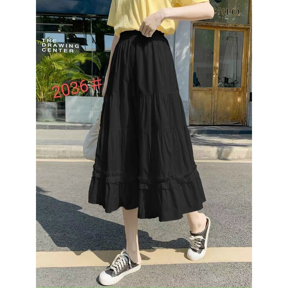 CHÂN VÁY XẾP LY 3 TẦNG -DÀI QUA ĐẦU GỐI -CHÁT LỤA 2 LỚP HÀNG QUẢNG CHÂU CHẤT ĐẸP