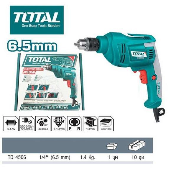 Máy khoan điện cầm tay 450W Total TD4506E