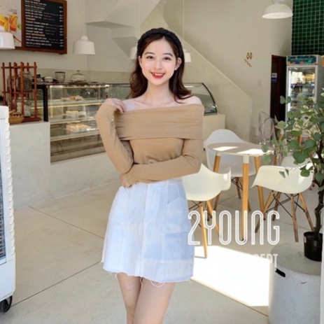 [2YOUNG] [ẢNH THẬT SHOP CHỤP] Áo trễ vai tăm bản to A1577