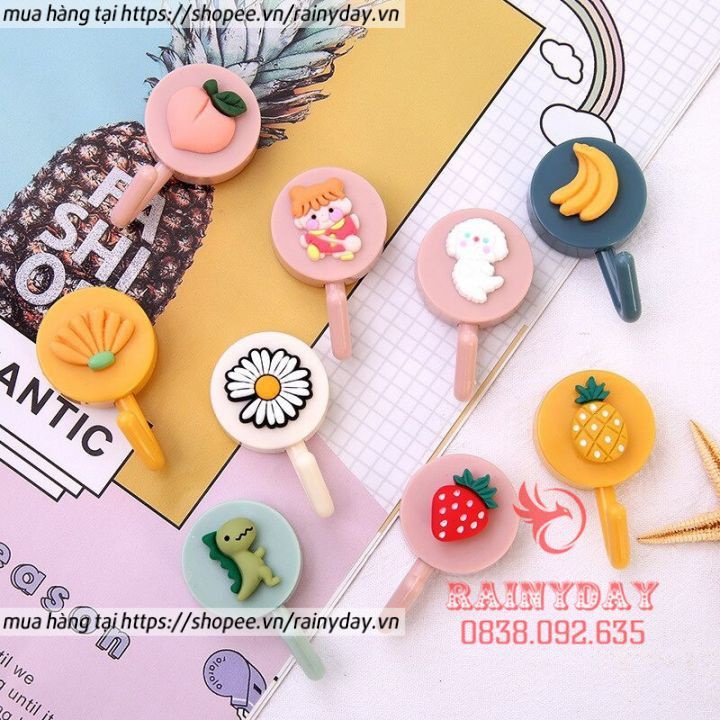 Móc nhựa dán treo đồ dán gắn tường đa năng decor trang trí nhà cửa mini cute dễ thương