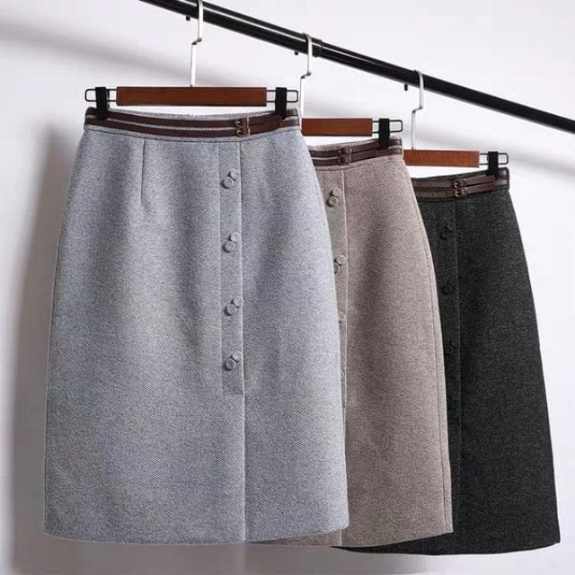Big size chất DẠ) chân váy loại dài công sở đắp tà