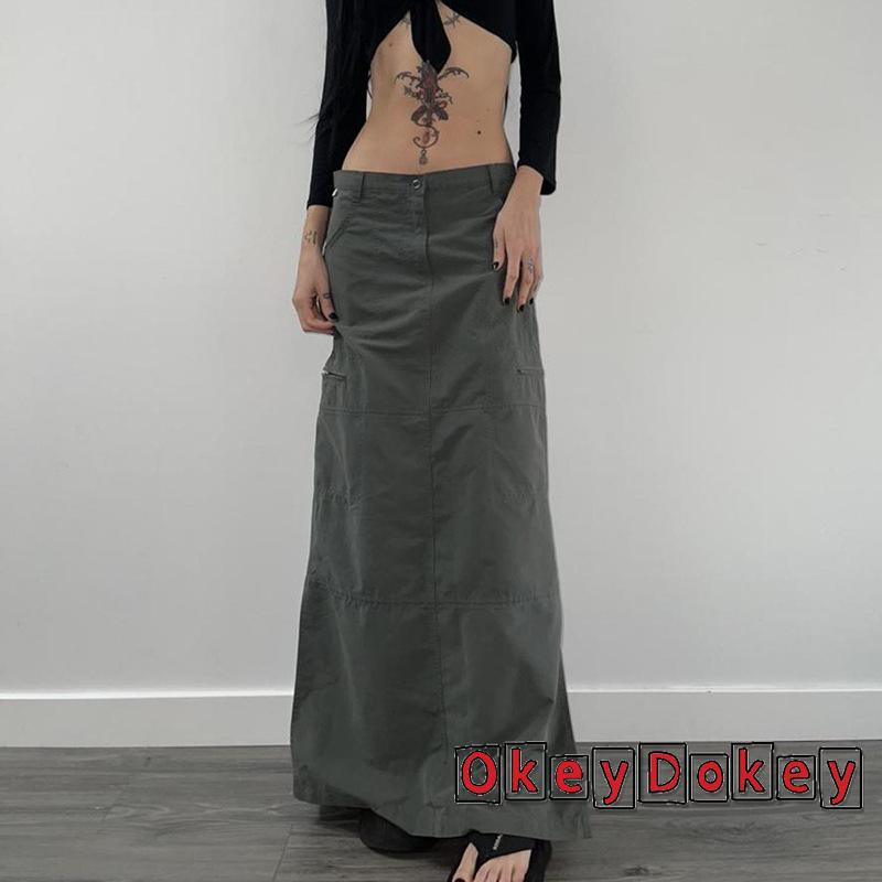 Chân Váy Dài Màu Sắc Trơn Xẻ Tà Phong Cách Đường Phố Thời Trang Cho Nữ