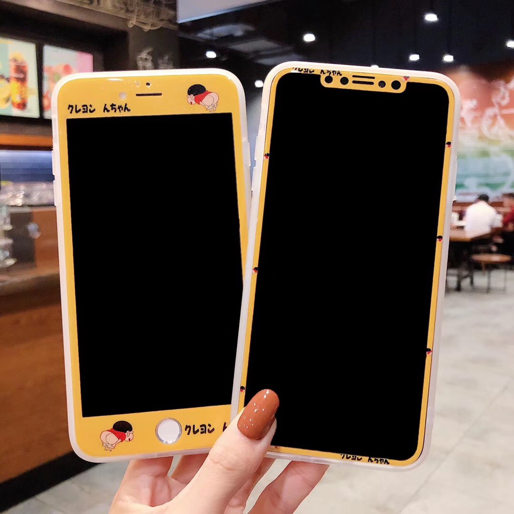 Hoạt Hình Kính Cường Lực Bảo Vệ Màn Hình In Hình Cậu Bé Bút Chì Đáng Yêu Cho Iphone 11 Xsmax 7plus 8plus I6s Xr