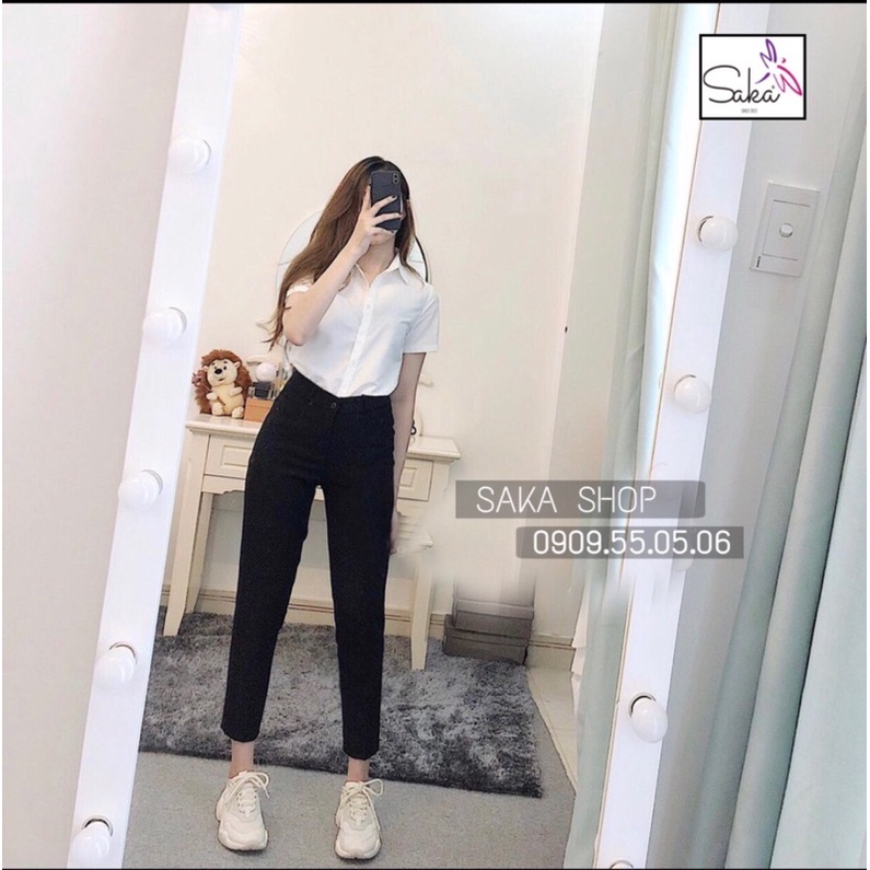 Ship Hỏa Tốc Áo sơ mi nữ trắng tay ngắn vải kate lụa chống nhăn