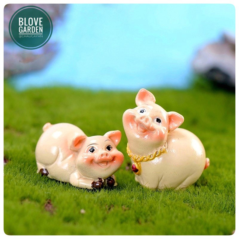 Chú lợn dễ thương làm tiểu cảnh trang trí chậu cây, sen đá, xương rồng, terarium, làm quà tặng ý nghĩa